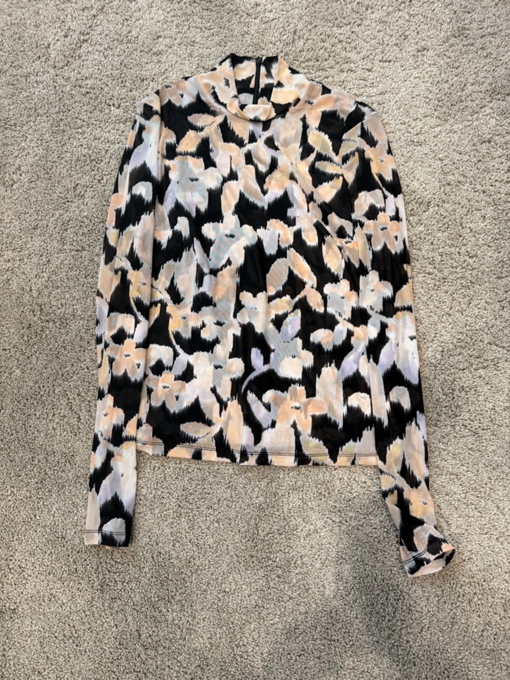 CAbi Abstract Brushstroke Top in Black, Cream and Blush